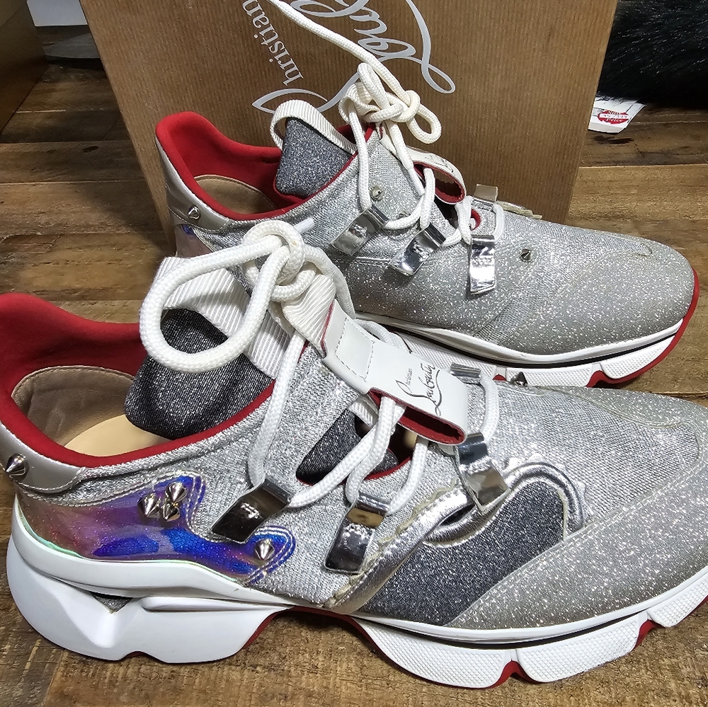 Christian Louboutin Glitter Donna Red Runner Flat Sneaker 39.5